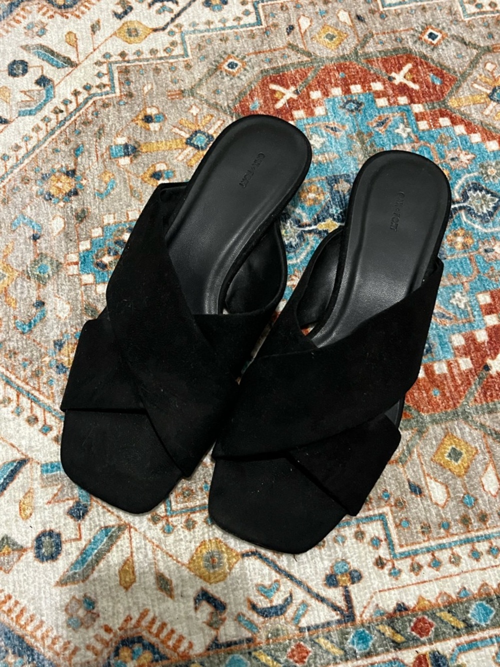 OAK + FORT Black Crisscross Mule Sandals - Women